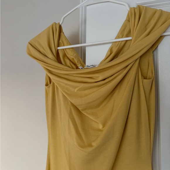 Reformation Cream/Yellow Midi Dress Off the Shoulder Size: 0 - Picture 7 of 8
